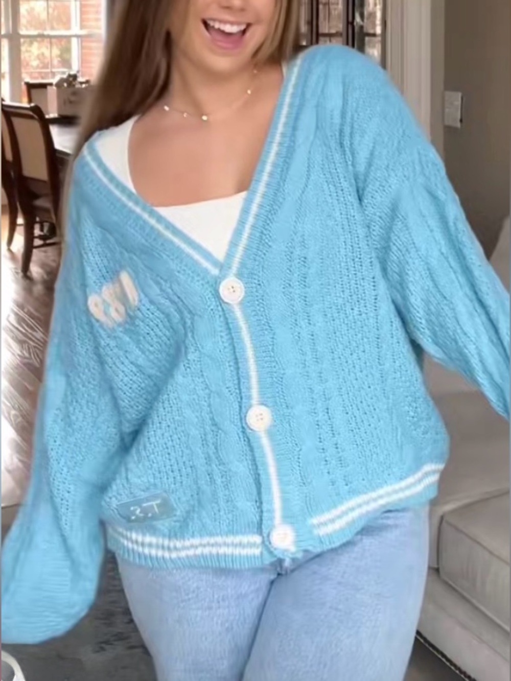 Taylor Swift 1989 (Taylor's Version) Cardigan Sweater M/L Seagull Varsity TS